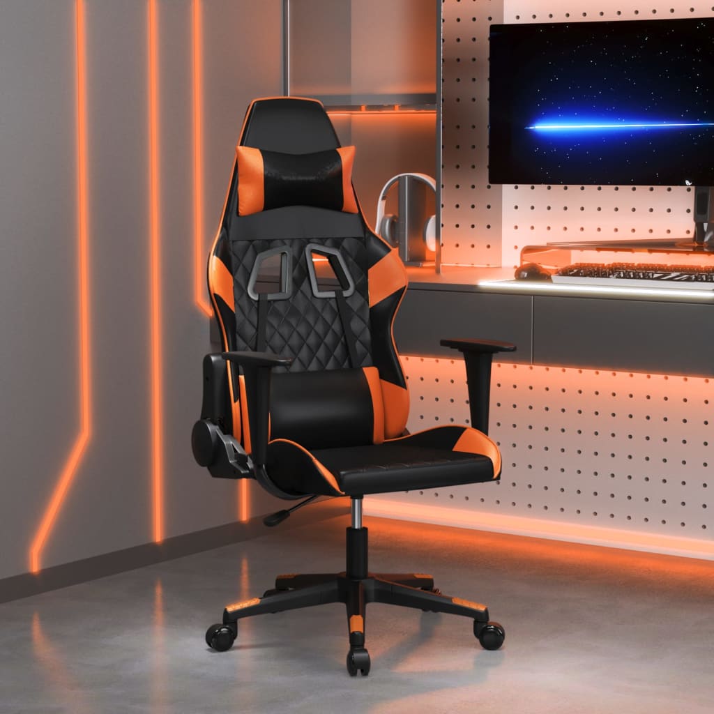 Vidaxl massage gamestoel kunstleer zwart en oranje