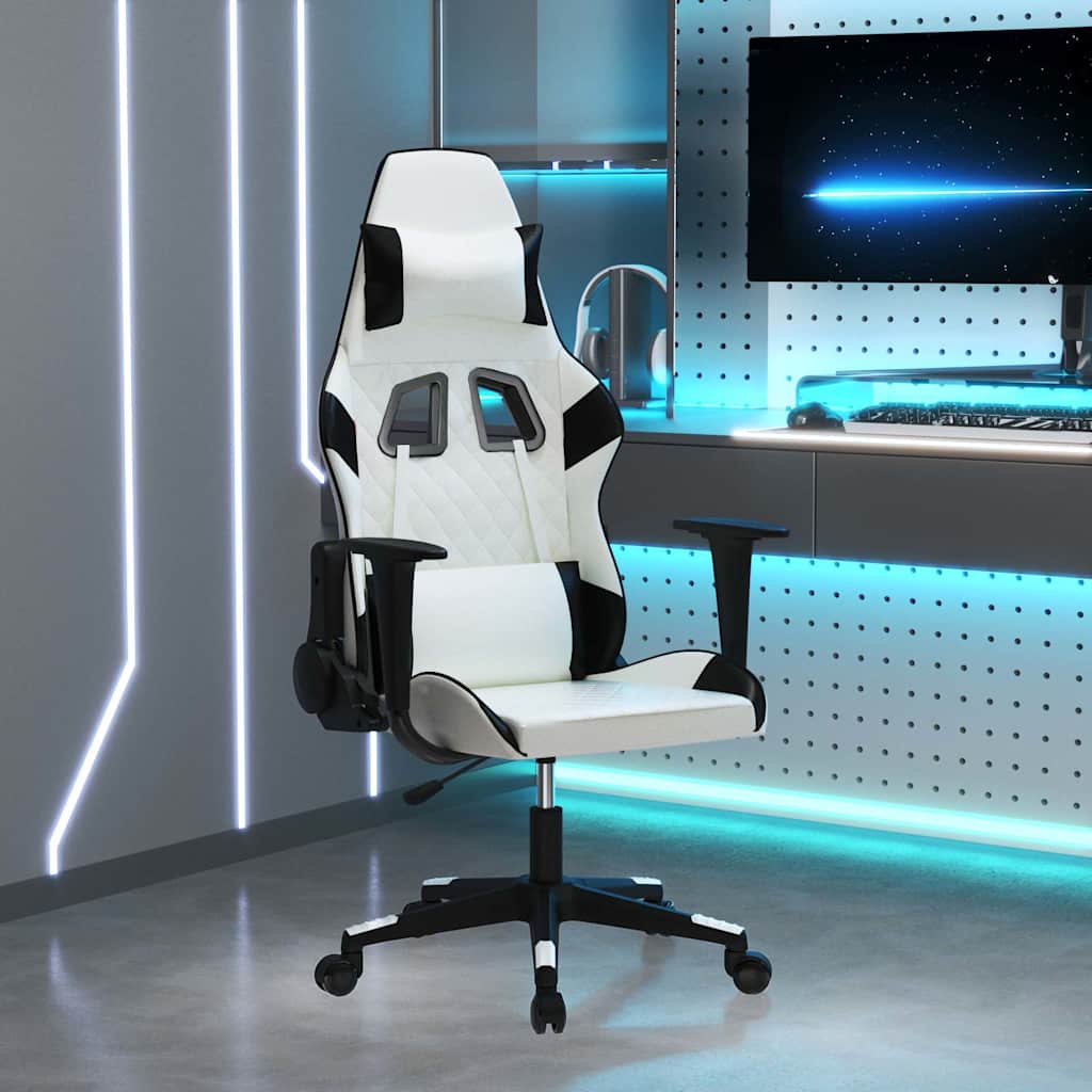 Vidaxl massage gamestoel kunstleer wit en zwart