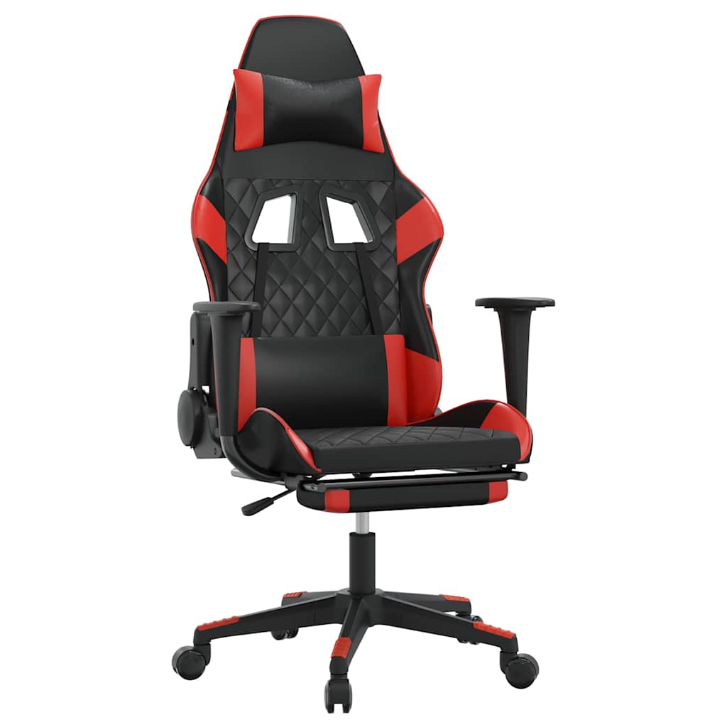 Vidaxl massage gamestoel met voetensteun kunstleer zwart en rood
