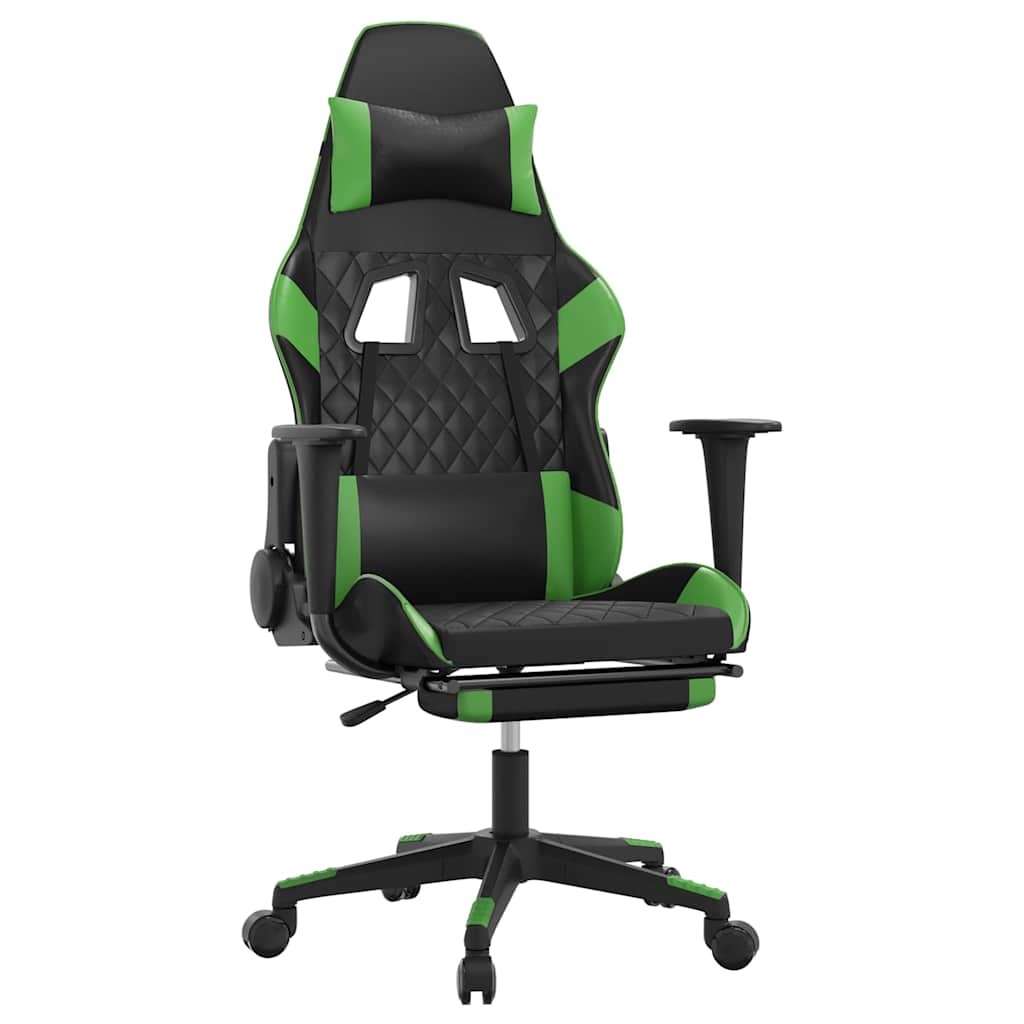 Vidaxl massage gamestoel met voetensteun kunstleer zwart en groen