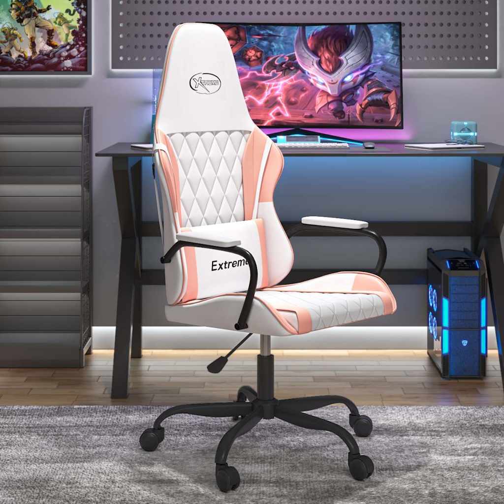 Vidaxl massage gamestoel kunstleer wit en roze