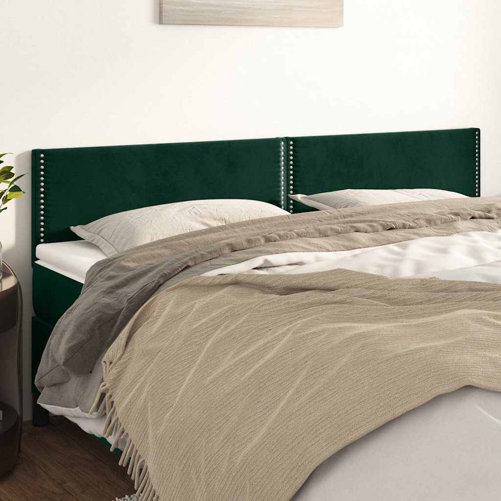 Vidaxl hoofdborden 2 st 90x5x78 88 cm fluweel donkergroen