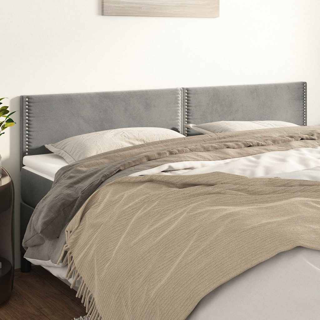 Vidaxl hoofdborden 2 st 100 x 5 x 78 88 cm fluweel lichtgrijs