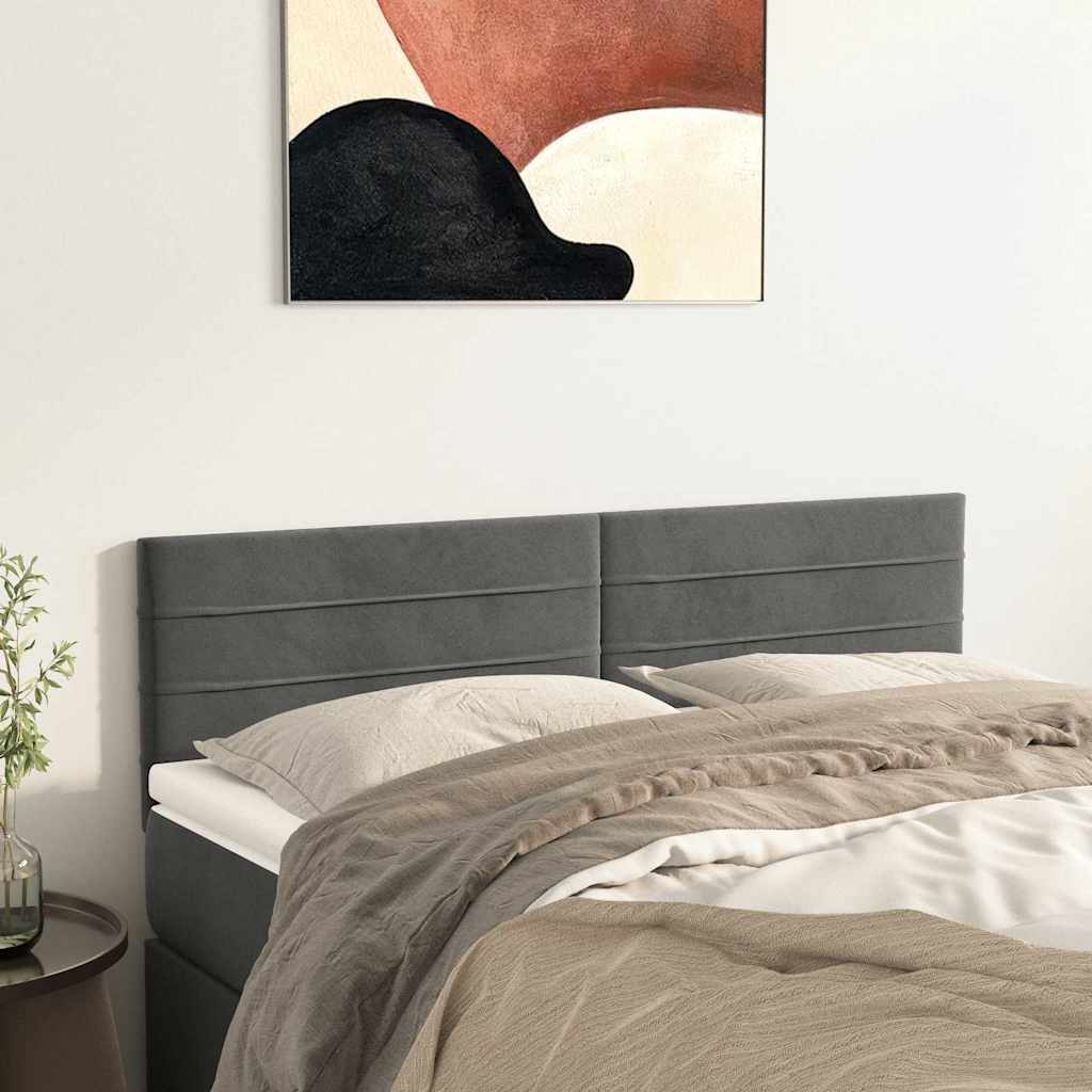 Vidaxl hoofdborden 2 st 72x5x78 88 cm fluweel donkergrijs