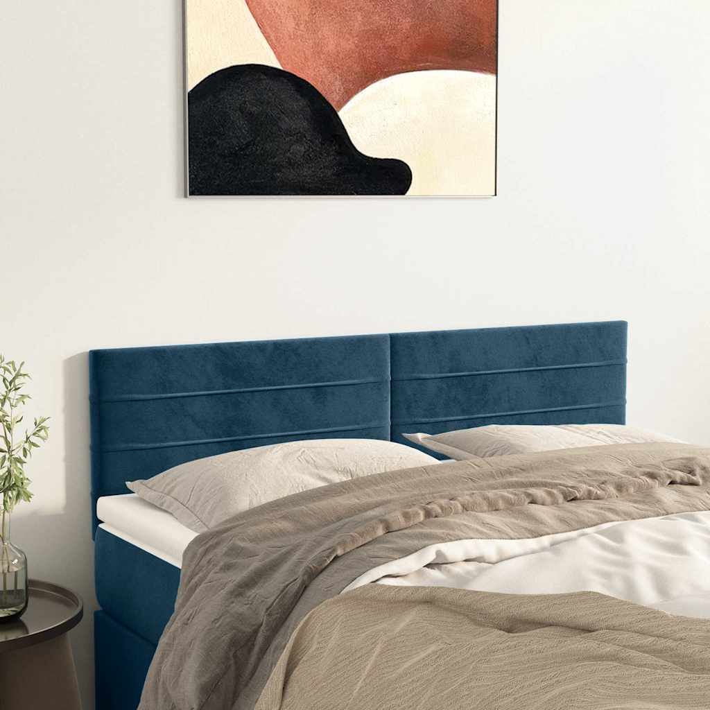Vidaxl hoofdborden 2 st 72x5x78 88 cm fluweel donkerblauw