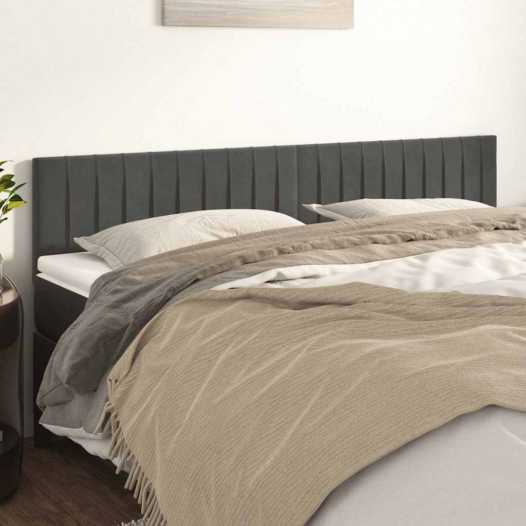 Vidaxl hoofdborden 2 st 100x5x78 88 cm fluweel donkergrijs