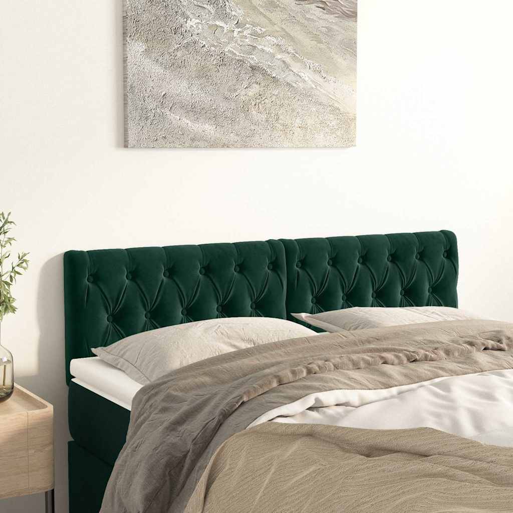 Vidaxl hoofdborden 2 st 80x7x78 88 cm fluweel donkergroen