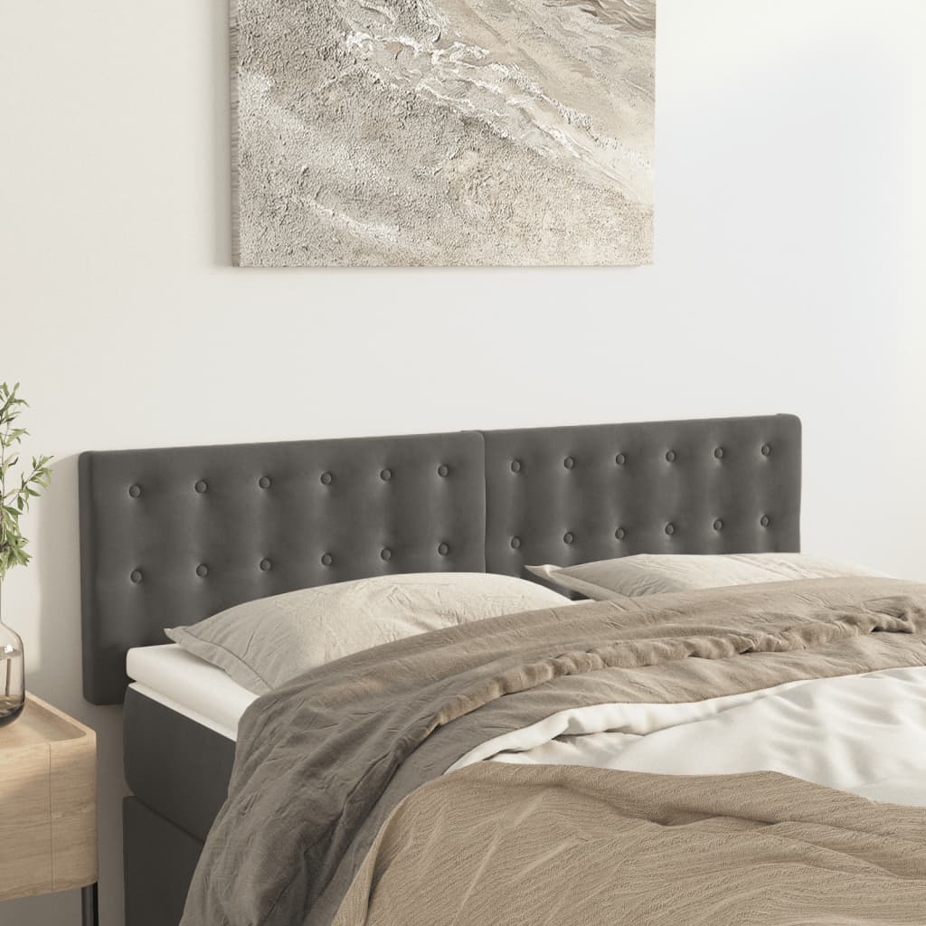 Vidaxl hoofdborden 2 st 72x5x78 88 cm fluweel donkergrijs