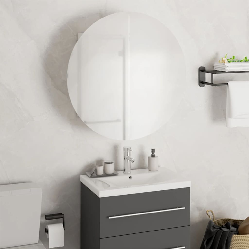 Vidaxl badkamerkast met ronde spiegel en led 47x47x17,5 cm wit