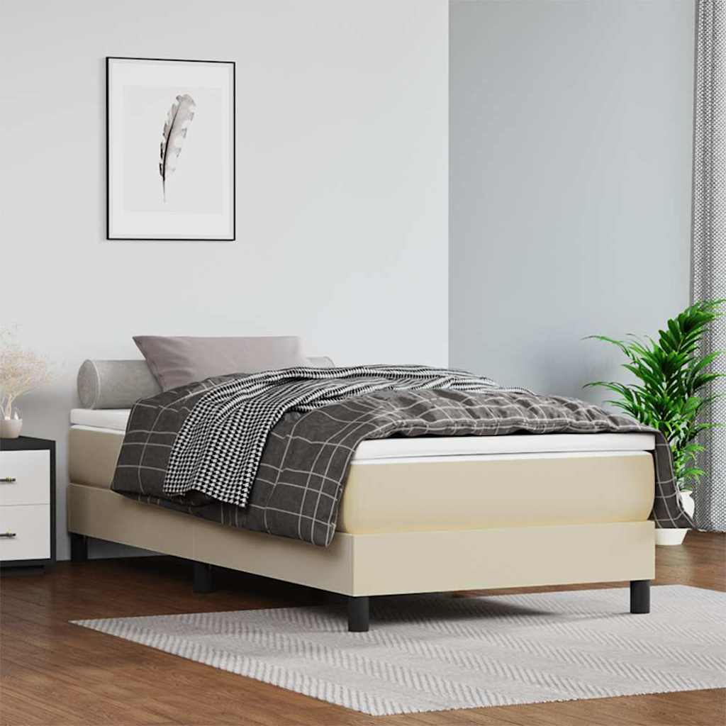 Vidaxl pocketveringmatras medium 90x200x20 cm kunstleer crèmekleurig