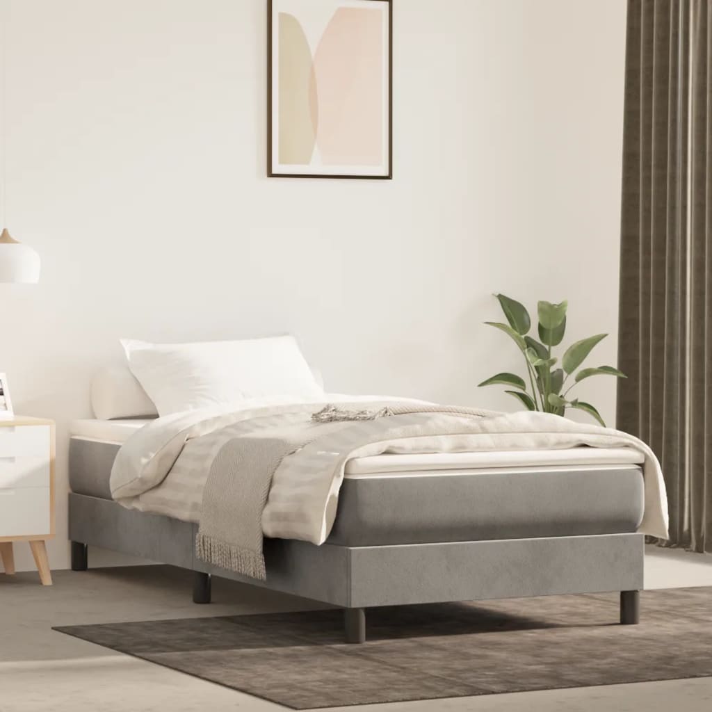 Vidaxl pocketveringmatras medium 100x200x20 cm fluweel lichtgrijs