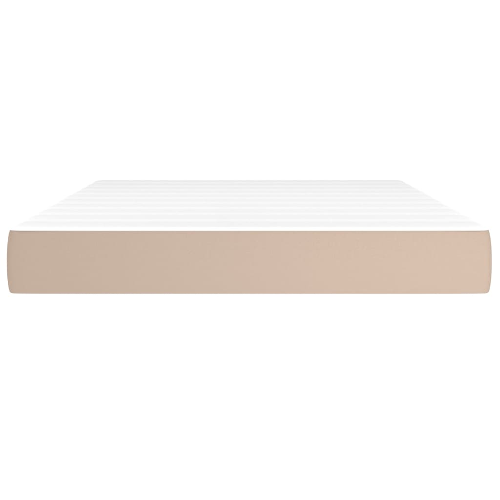 Vidaxl pocketveringmatras medium 140x190x20 cm kunstleer cappuccinokleurig