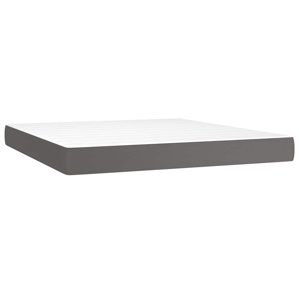 Vidaxl pocketveringmatras medium 180x200x20 cm kunstleer grijs