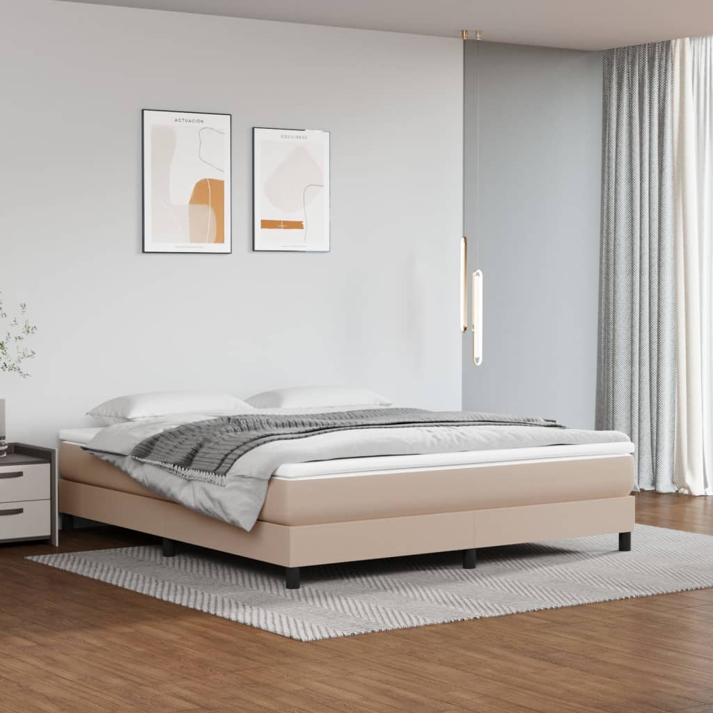 Vidaxl pocketveringmatras medium 180x200x20 cm kunstleer cappuccinokleurig
