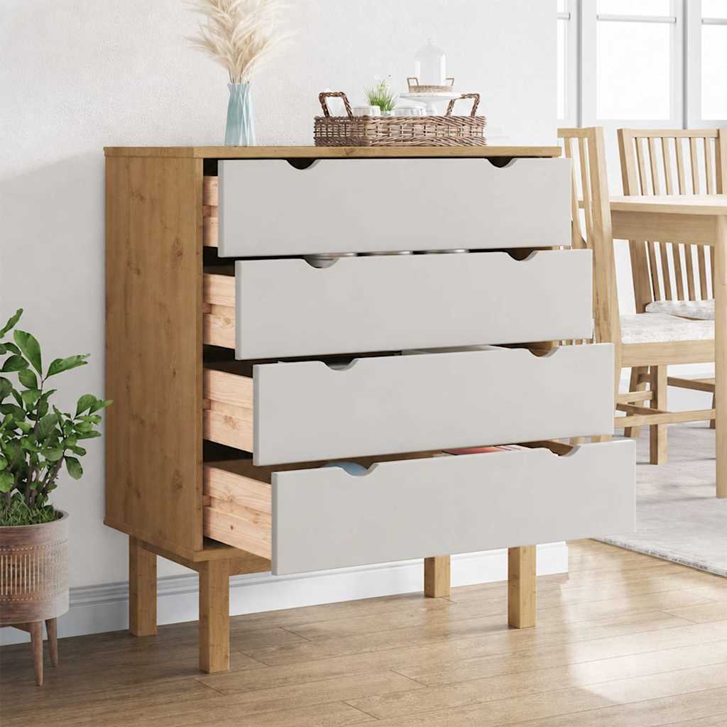 Vidaxl ladekast otta 76,5x39,5x90 cm massief grenenhout bruin en wit