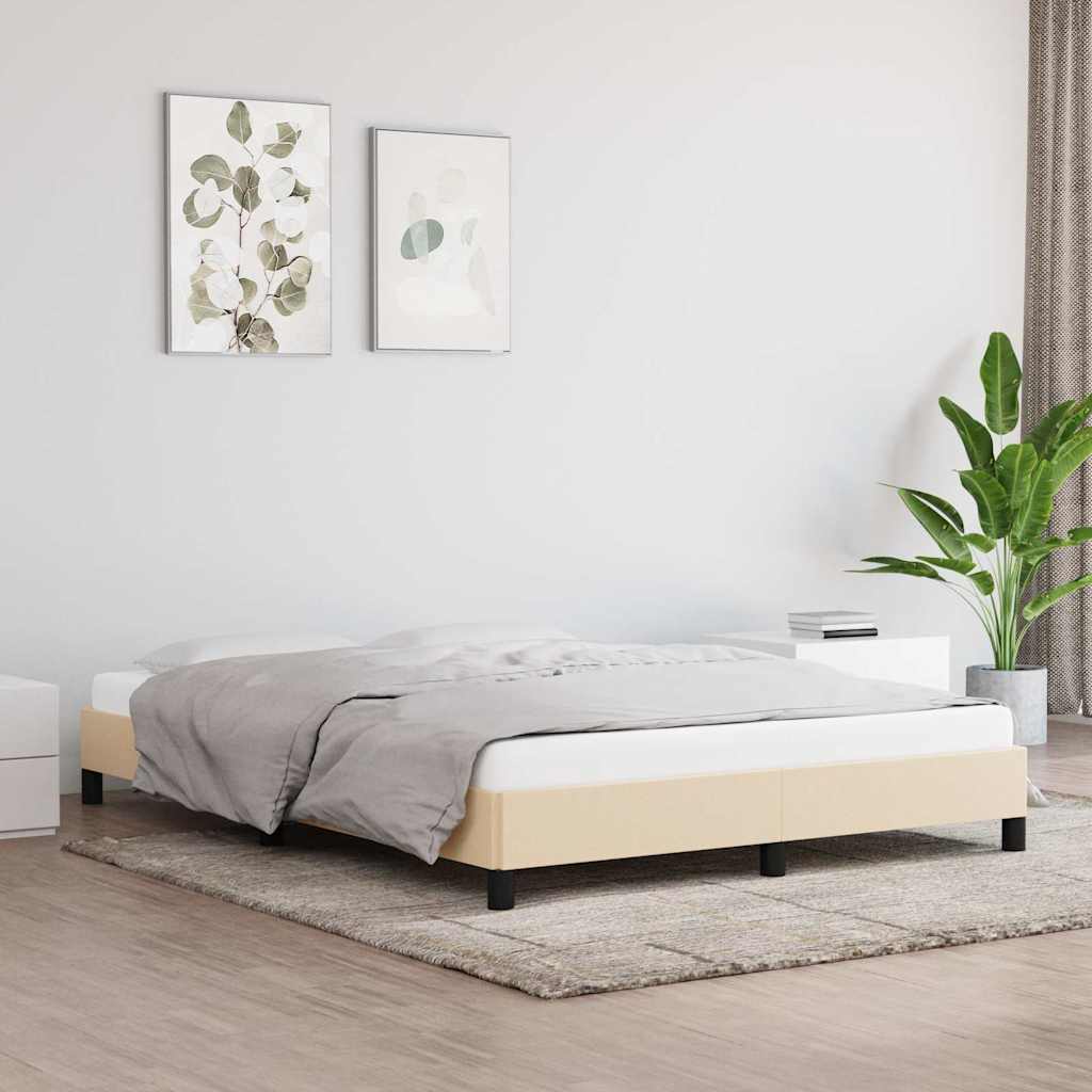 Vidaxl bedframe zonder matras stof crèmekleurig 140x190 cm