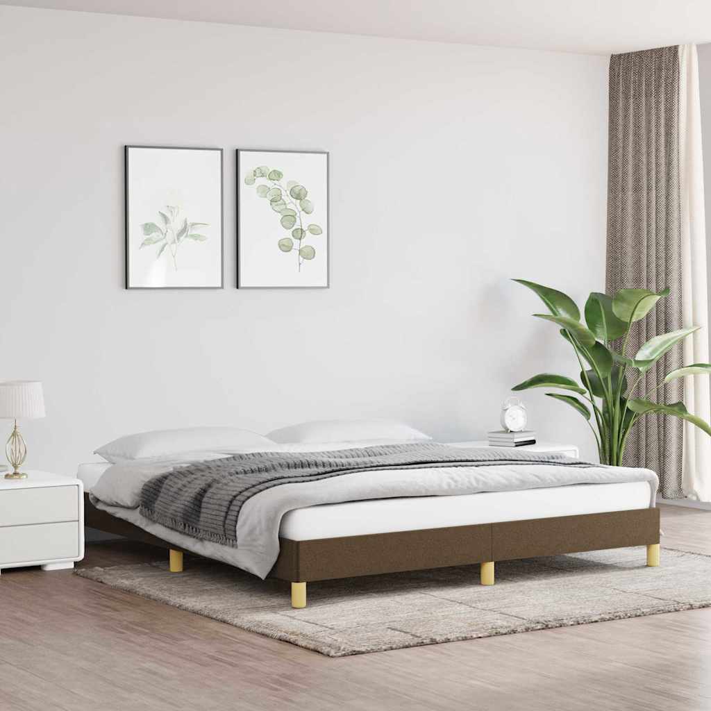 Vidaxl bedframe zonder matras stof donkerbruin 180x200 cm