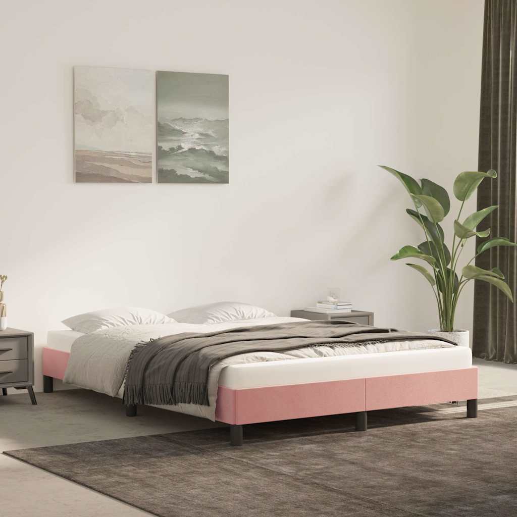 Vidaxl bedframe fluweel roze 140x190 cm