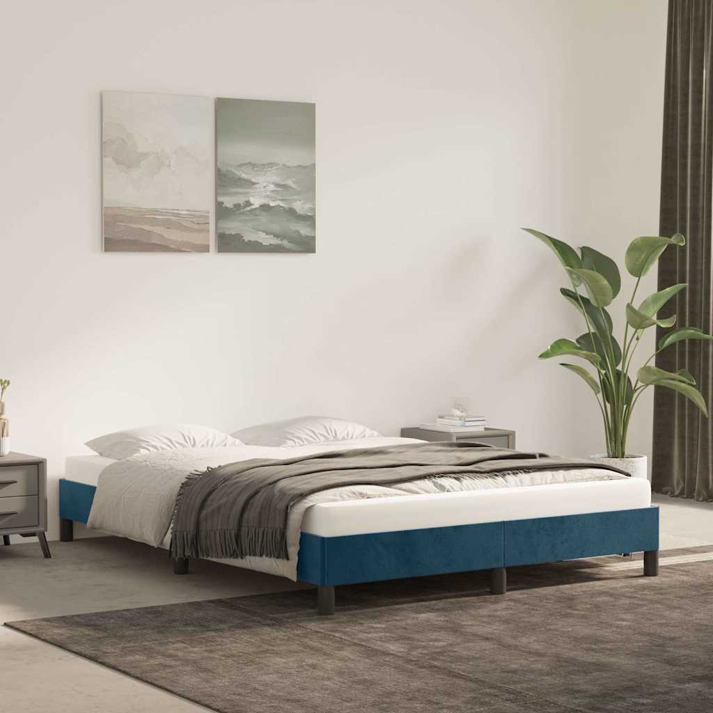 Vidaxl bedframe zonder matras 140x200 cm fluweel donkerblauw