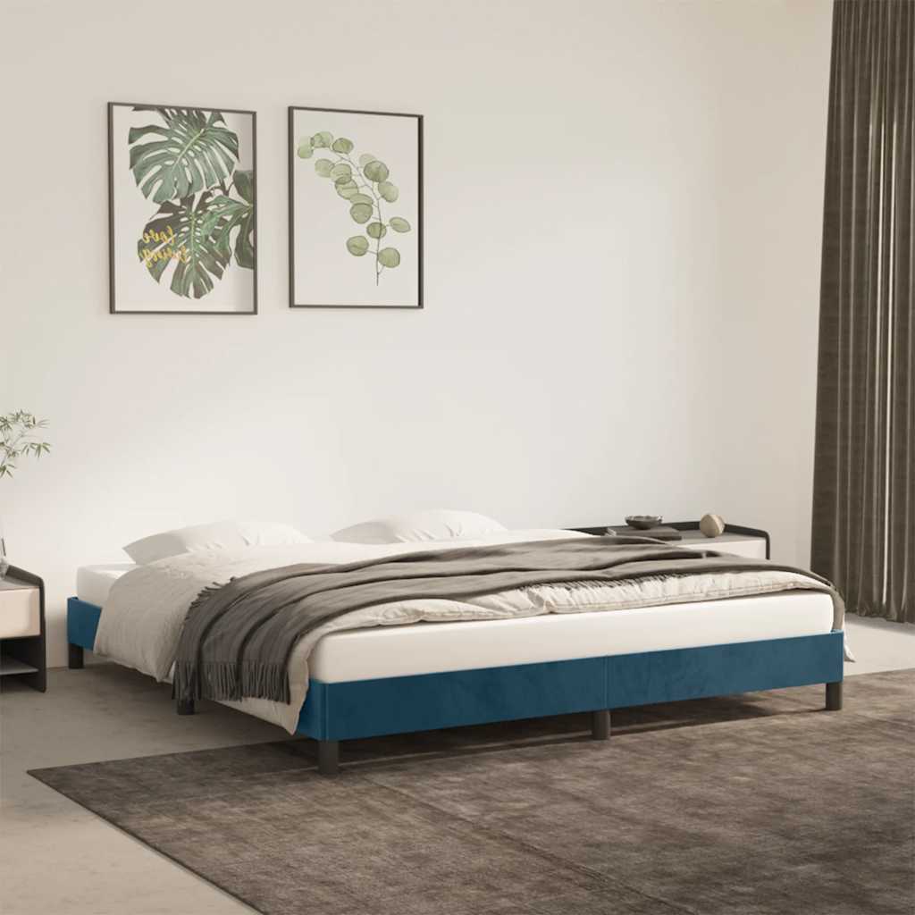 Vidaxl bedframe zonder matras 160x200 cm fluweel donkerblauw