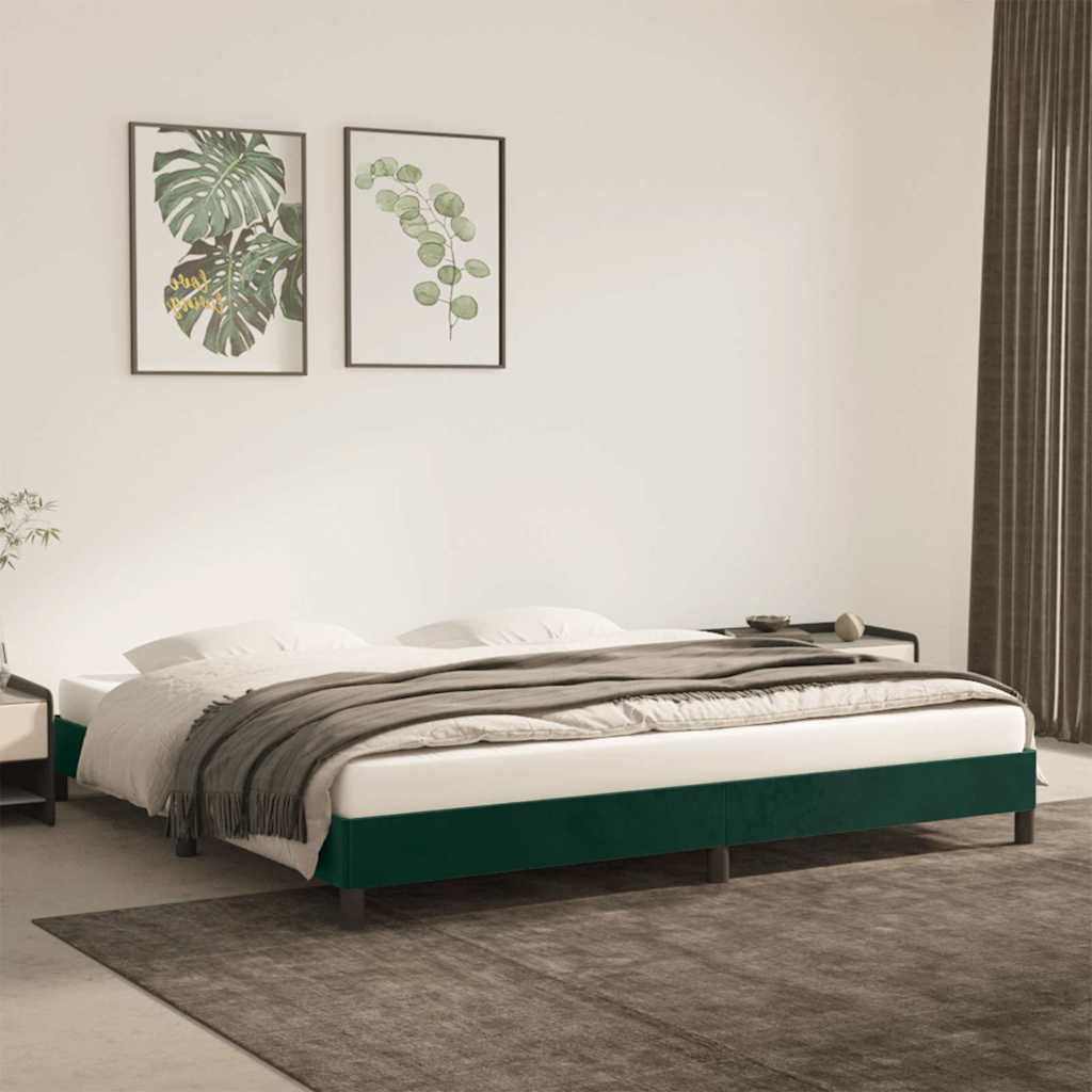 Vidaxl bedframe zonder matras 200x200 cm fluweel donkergroen