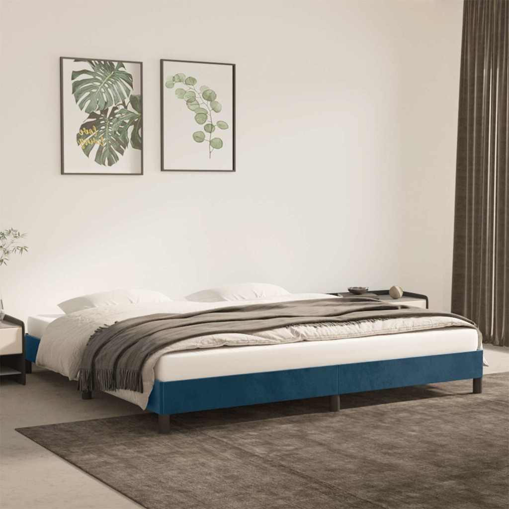Vidaxl bedframe zonder matras 200x200 cm fluweel donkerblauw