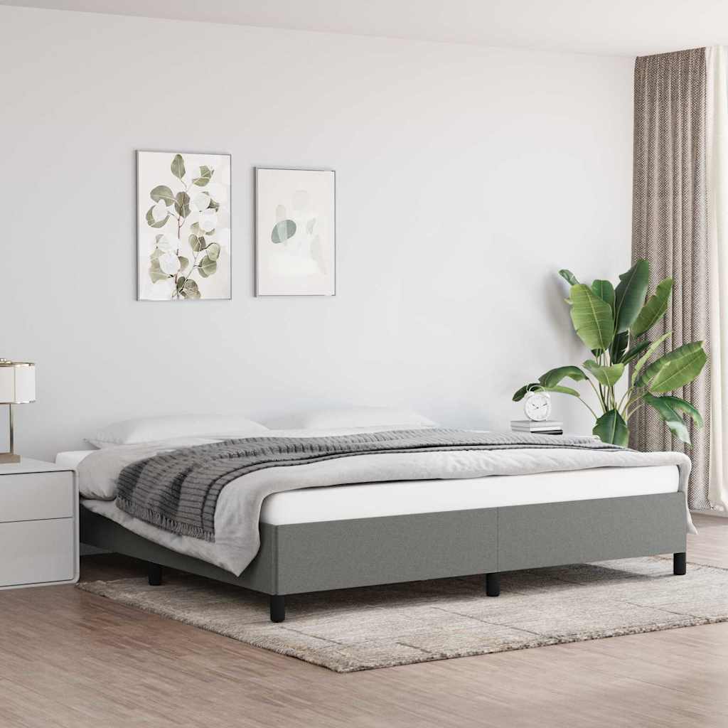 Vidaxl bedframe zonder matras stof donkergrijs 200x200 cm