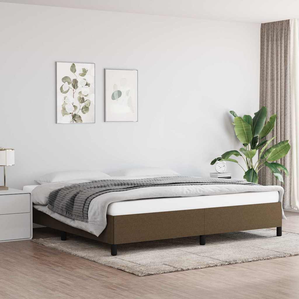 Vidaxl bedframe zonder matras stof donkerbruin 200x200 cm