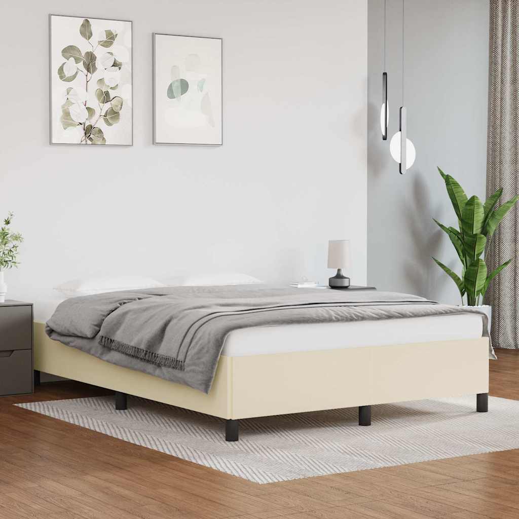 Vidaxl bedframe kunstleer crèmekleurig 140x200 cm