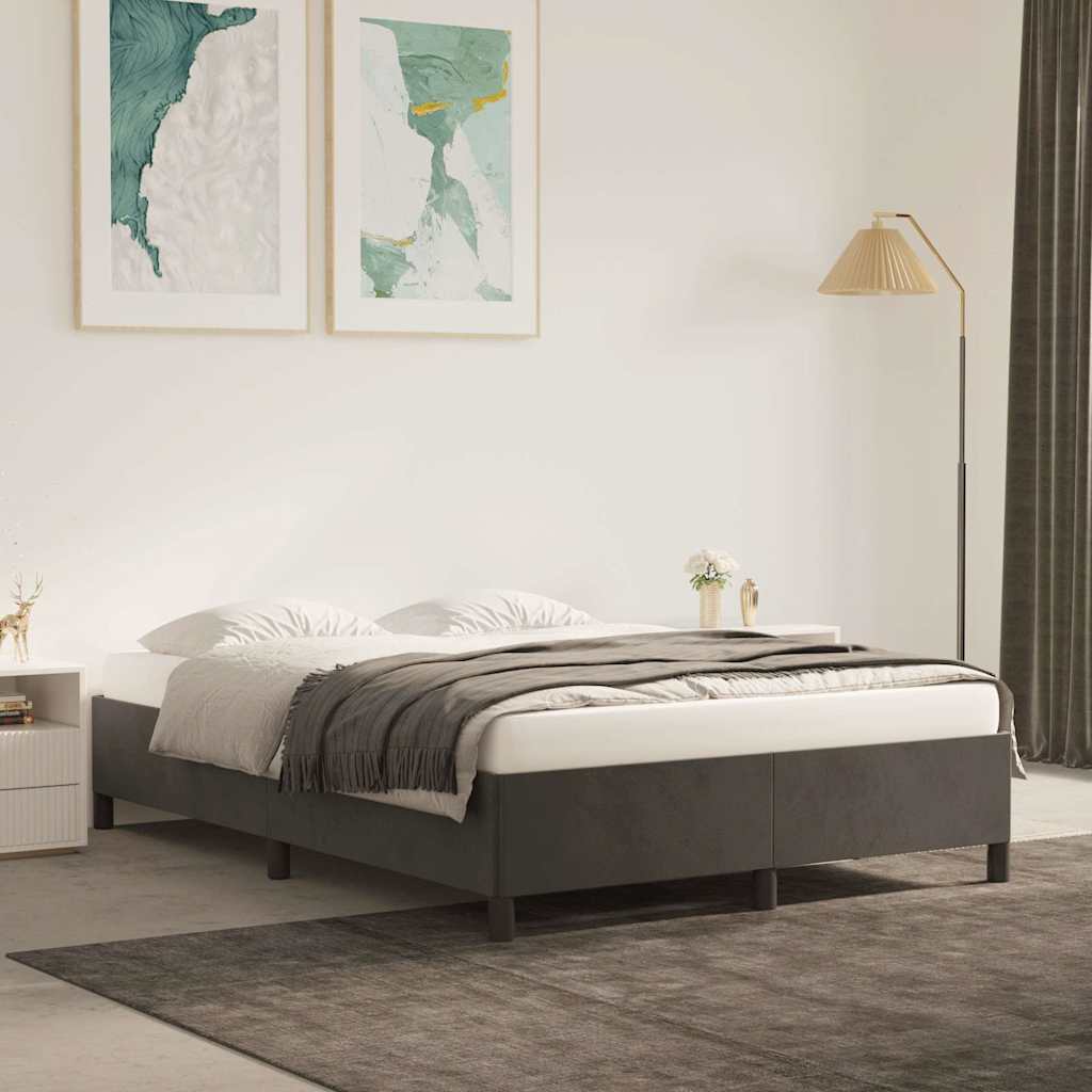 Vidaxl bedframe zonder matras 140x200 cm fluweel donkergrijs