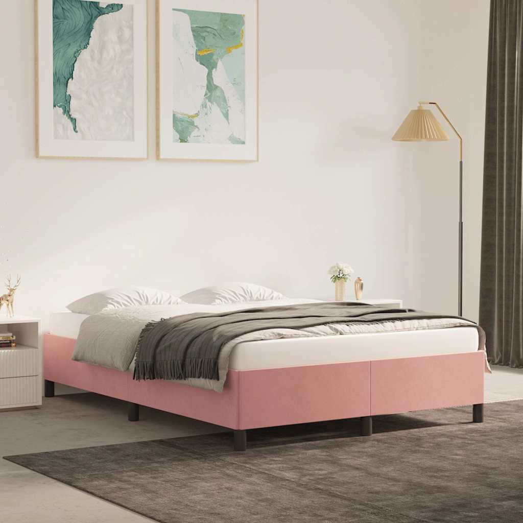 Vidaxl bedframe fluweel roze 140x200 cm