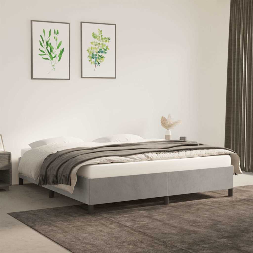 Vidaxl bedframe zonder matras 160x200 cm fluweel lichtgrijs