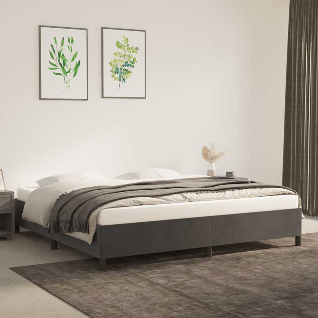 Vidaxl bedframe zonder matras 200x200 cm fluweel donkergrijs