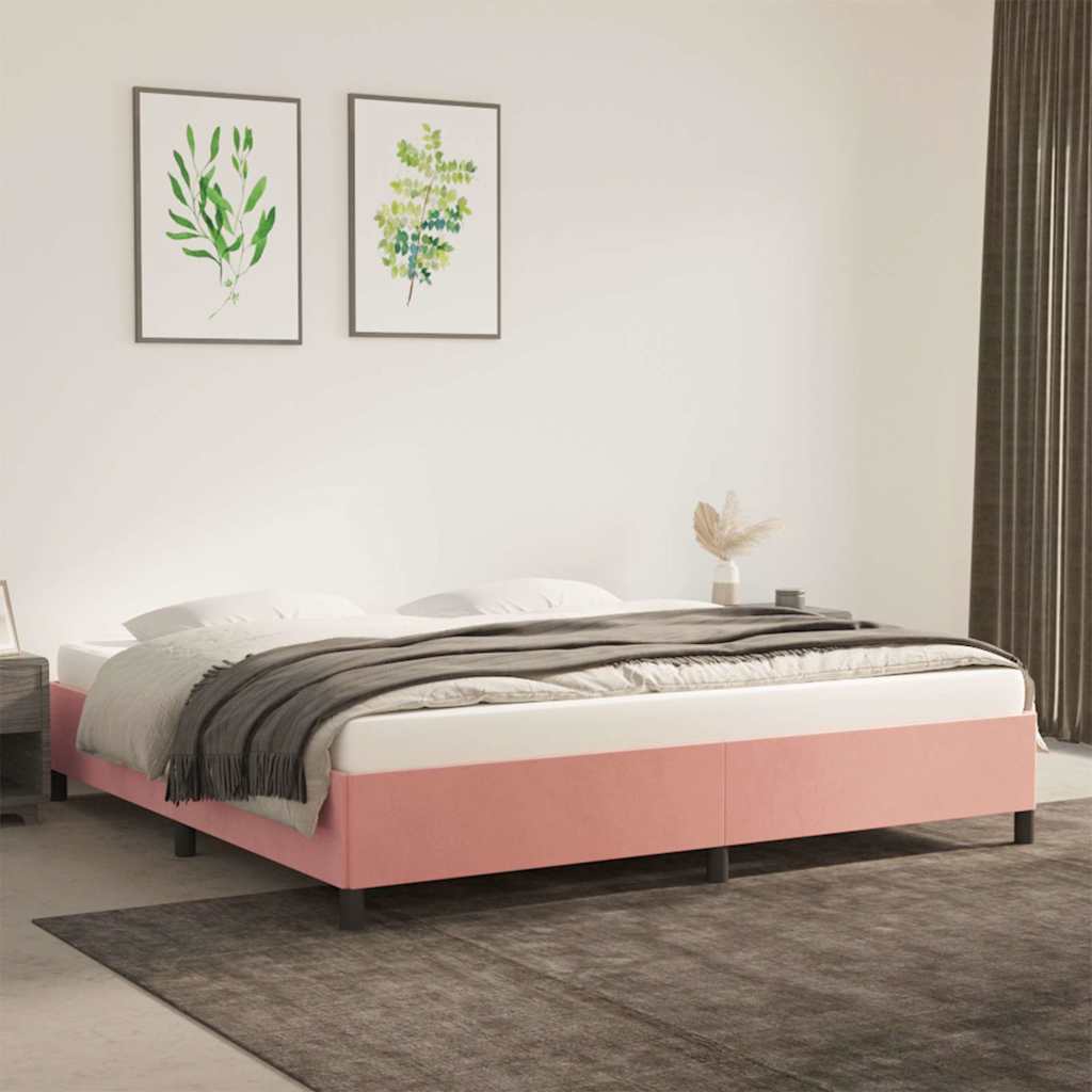 Vidaxl bedframe fluweel roze 200x200 cm