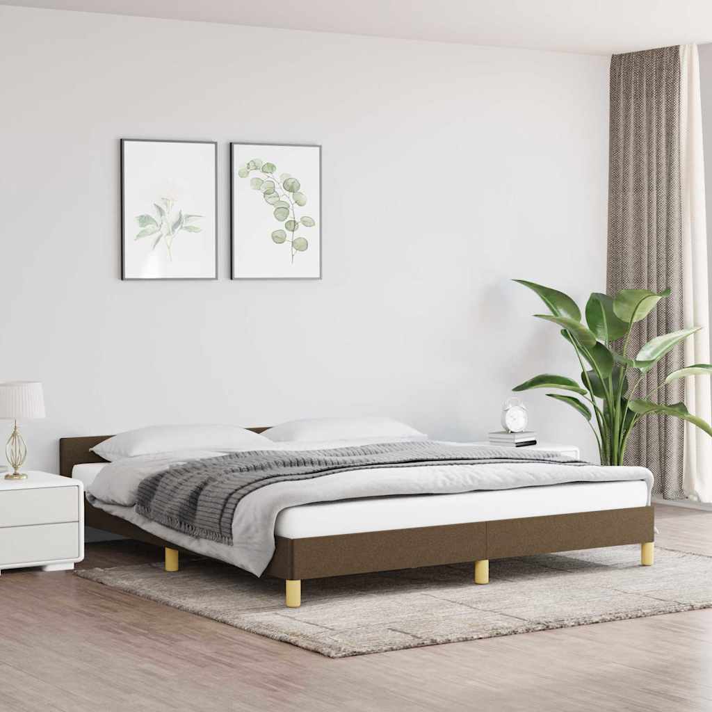 Vidaxl bedframe zonder matras stof donkerbruin 180x200 cm