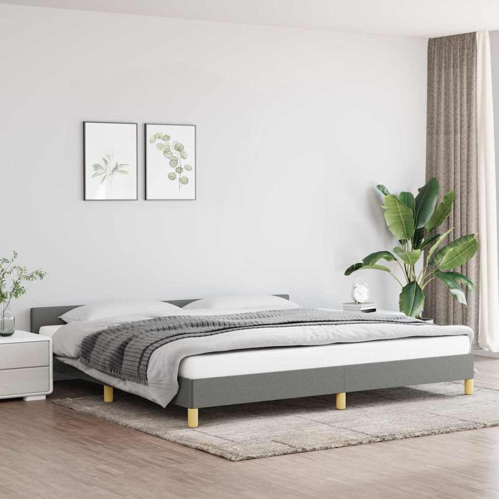 Vidaxl bedframe zonder matras stof donkergrijs 200x200 cm