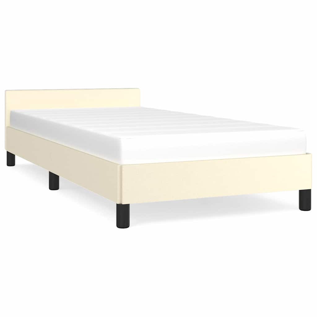 Vidaxl bedframe met hoofdeinde zonder matras 80x200 cm crèmekleurig