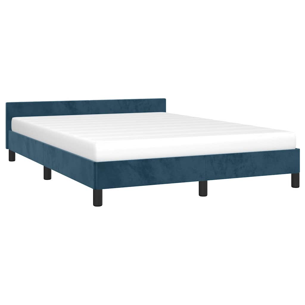 Vidaxl bedframe zonder matras 140x190 cm fluweel donkerblauw