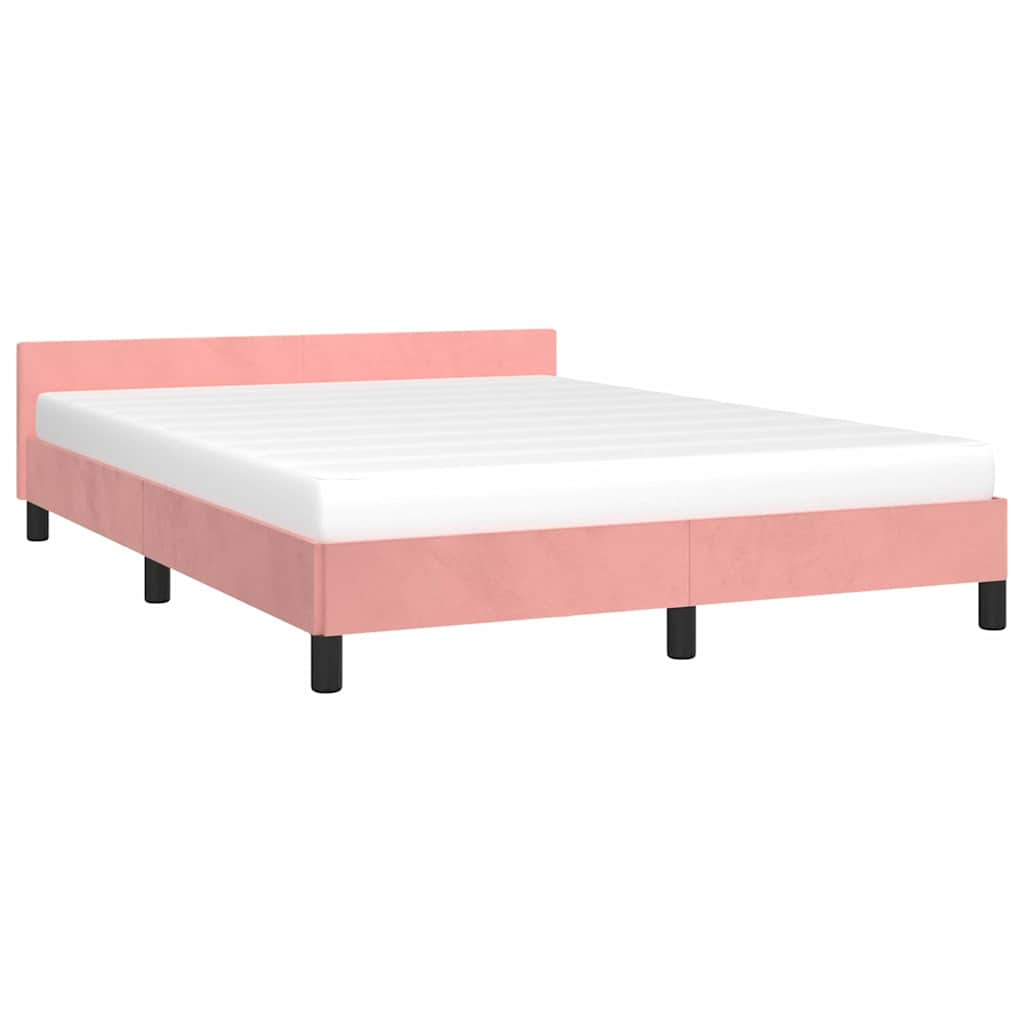 Vidaxl bedframe met hoofdeinde zonder matras 140x190 cm fluweel roze