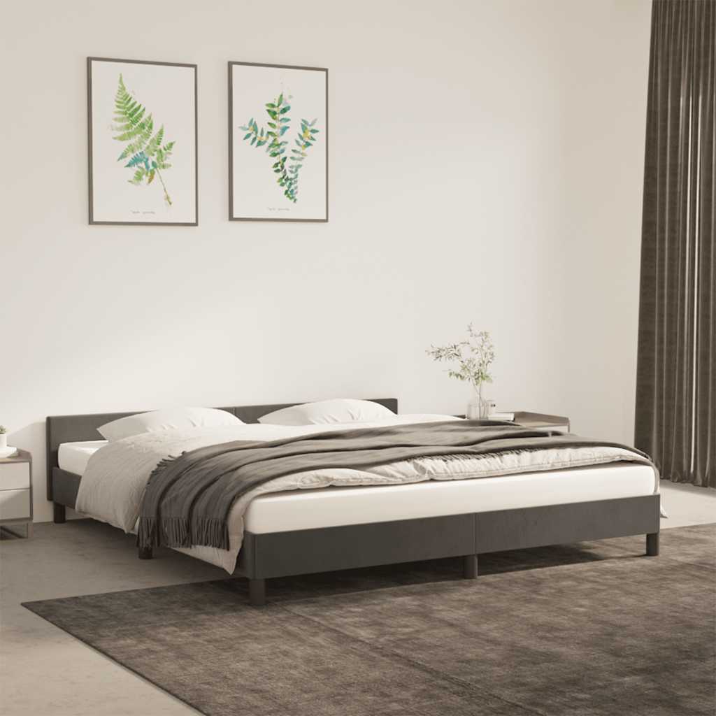 Vidaxl bedframe zonder matras 160x200 cm fluweel donkergrijs
