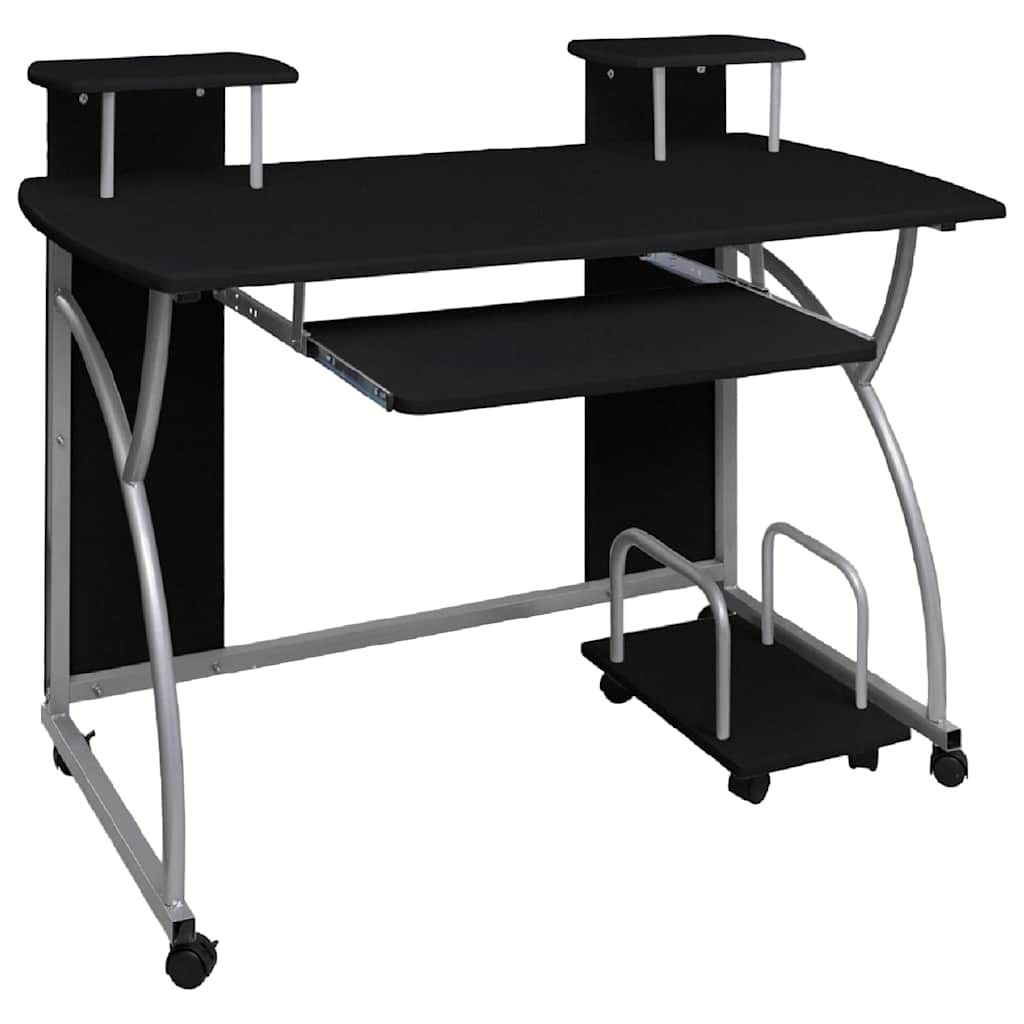 Vidaxl computerbureau 110x52x88,5 cm bewerkt hout zwart