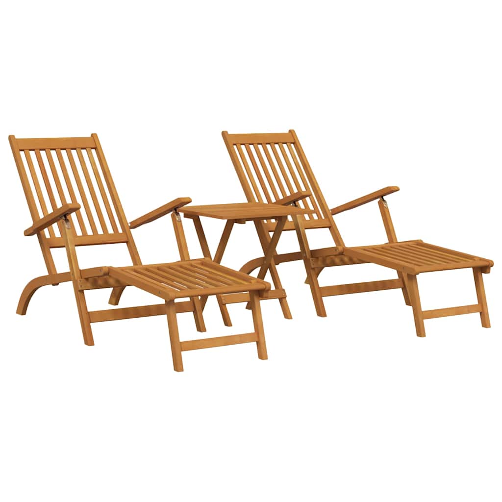 Vidaxl terrasstoelen met voetensteun en tafel massief acaciahout