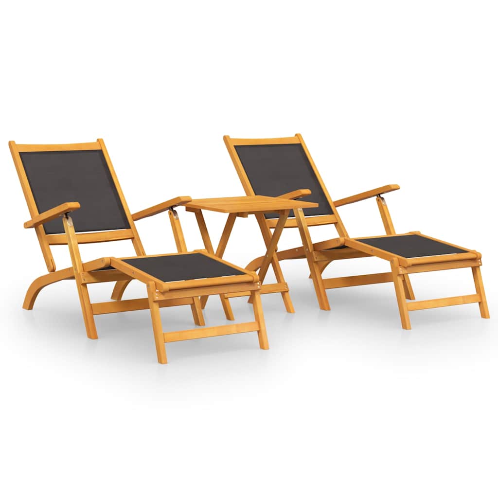 Vidaxl terrasstoelen met tafel massief acaciahout en textileen