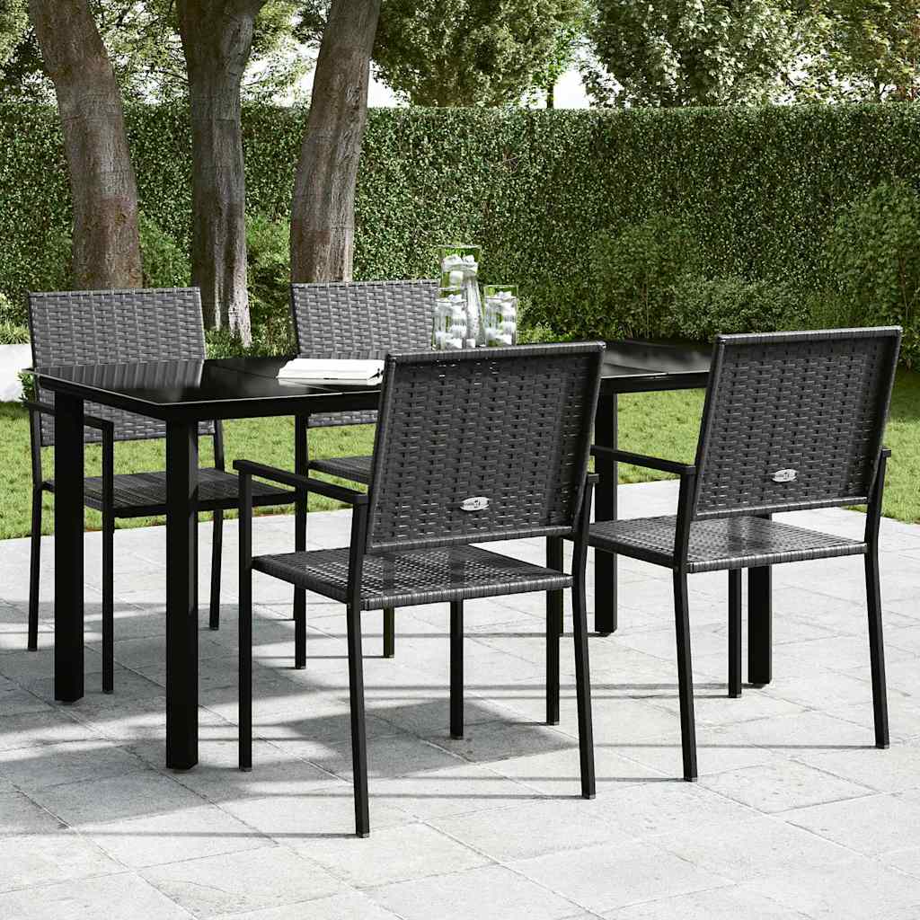 Vidaxl tuintafel 160x80x74 cm staal en gehard glas zwart