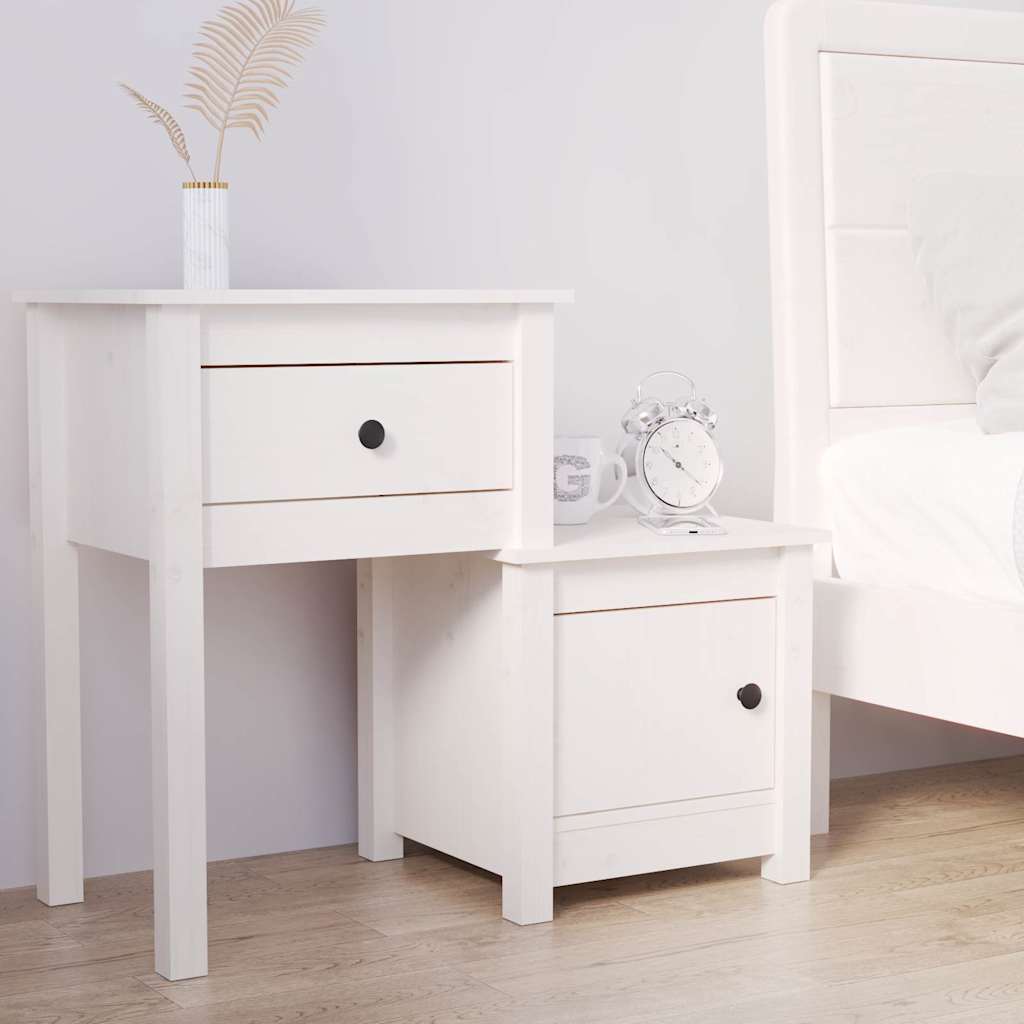 Vidaxl nachtkastje 79,5x38x65,5 cm massief grenenhout wit
