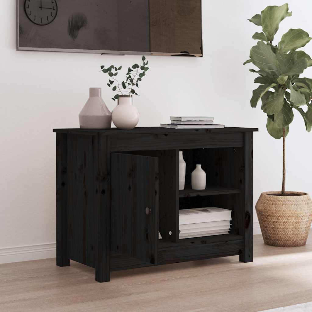 Vidaxl tv-meubel 70x36,5x52 cm massief grenenhout zwart