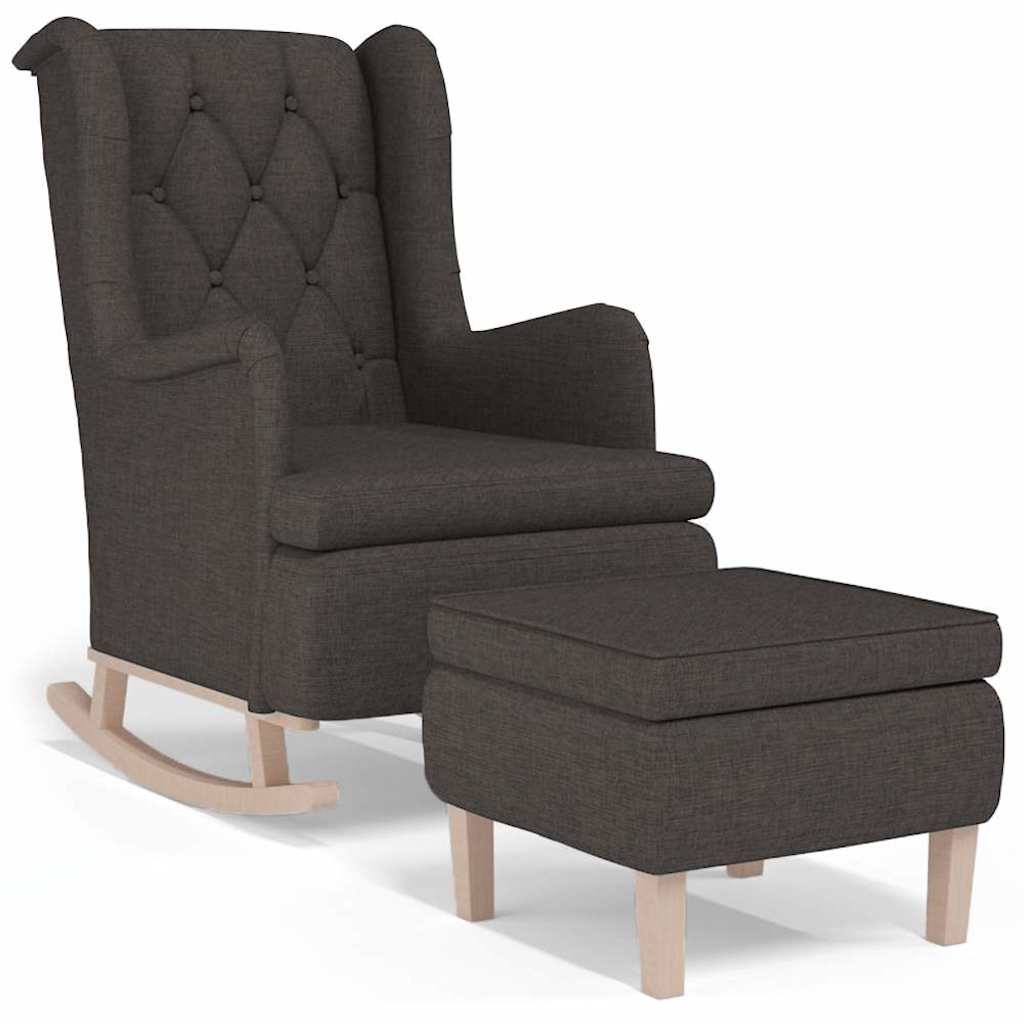 Vidaxl fauteuil met schommelpoten en voetenbank stof donkergrijs