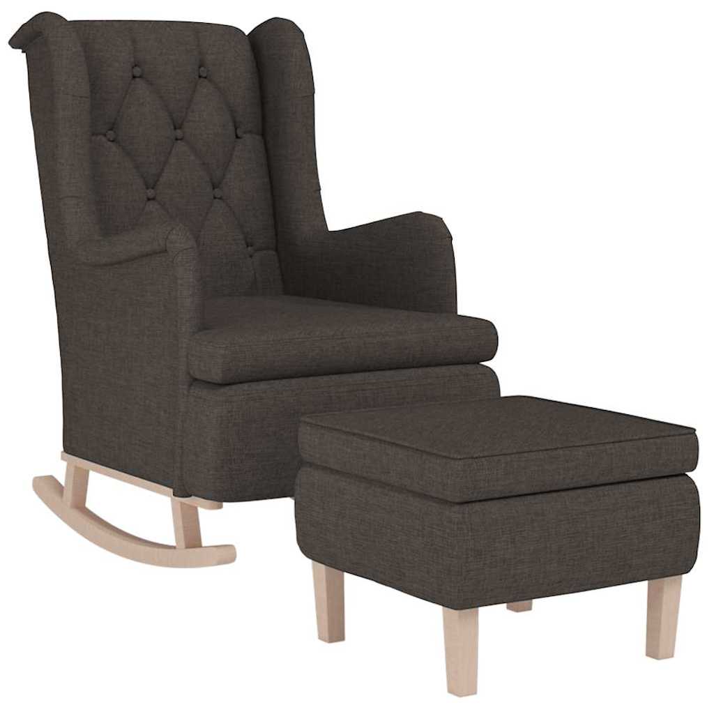 Vidaxl fauteuil met schommelpoten en voetenbank stof donkergrijs