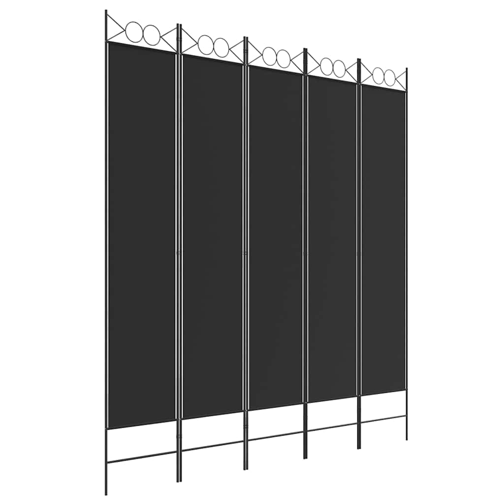 Vidaxl kamerscherm met 5 panelen 200x200 cm stof zwart