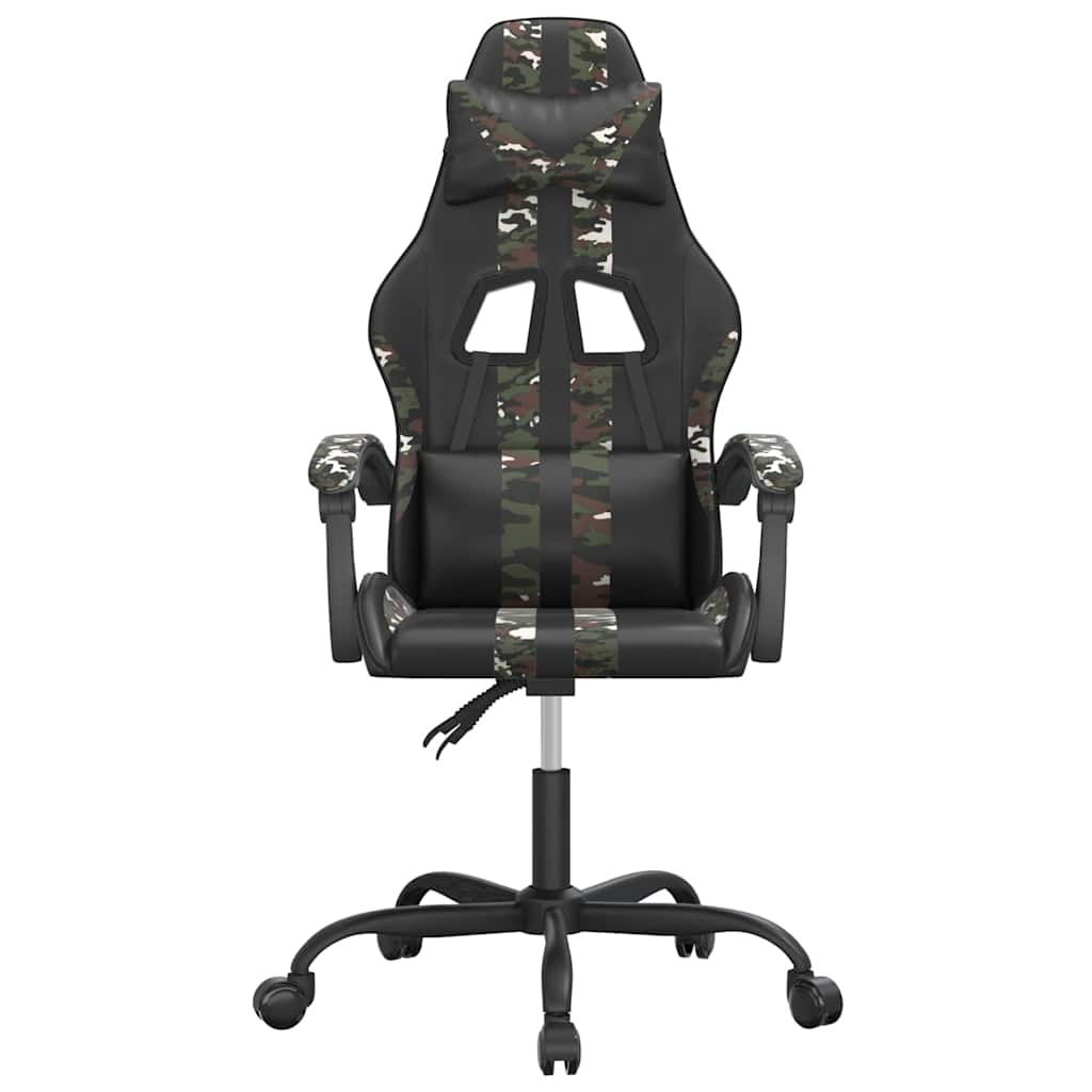 Vidaxl gamestoel draaibaar kunstleer zwart en camouflage